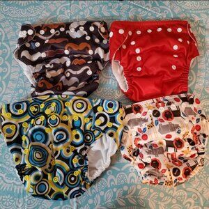 Baby Reusable Cloth Diapers Lot Animals Mustache Solid Geometric
